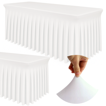 PREVLEKA ZA PRT ZA CATERING, OBLOGA ZA BANKETNO MIZO, BELA, 180x76cm, ELASTIČNA [72S-BI]