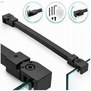 Zgornji nosilec stabilizatorja za stensko tuš kabino 90 CM, mat črn