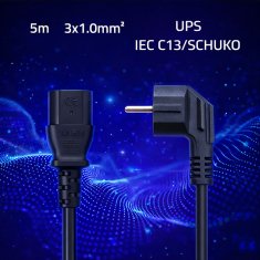 Qoltec napajalni kabel | SCHUKO CEE 7/7 (E/F) kotni vtič | IEC C13 | 3x1,00 mm² | Čisti baker Cu | 5 m