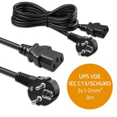 Qoltec napajalni kabel | SCHUKO CEE 7/7 (E/F) kotni vtič | IEC C13 | 3x1,00 mm² | Čisti baker Cu | 3 m