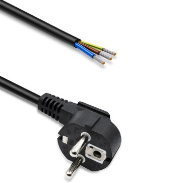 Qoltec napajalni kabel | SCHUKO CEE 7/7 (E/F) kotni vtič | bakrena žica | ogoljen, spajkan | 3x0,75 mm² | 5 m