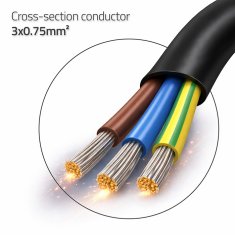 Qoltec napajalni kabel | SCHUKO CEE 7/7 (E/F) kotni vtič | bakreni baker | ogoljen, spajkan | 3x0,75 mm² | 1,5 m