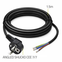 Qoltec napajalni kabel | SCHUKO CEE 7/7 (E/F) kotni vtič | bakreni baker | ogoljen, spajkan | 3x0,75 mm² | 1,5 m