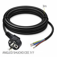Qoltec napajalni kabel | SCHUKO CEE 7/7 (E/F) kotni vtič | bakreni baker | ogoljen, spajkano | 3x1,50 mm² | 3 m