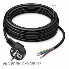 Qoltec napajalni kabel | SCHUKO CEE 7/7 (E/F) kotni vtič | bakreni baker | ogoljen, spajkano | 3x1,50 mm² | 5 m