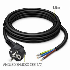 Qoltec napajalni kabel | SCHUKO CEE 7/7 (E/F) kotni vtič | bakreni baker | ogoljen, spajkan | 3x1,00 mm² | 1,8 m