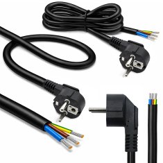 Qoltec napajalni kabel | SCHUKO CEE 7/7 (E/F) kotni vtič | bakreni baker | ogoljen, spajkano | 3x1,50 mm² | 3 m