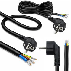 Qoltec napajalni kabel | SCHUKO CEE 7/7 (E/F) kotni vtič | bakreni baker | ogoljen, spajkano | 3x1,50 mm² | 5 m