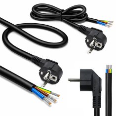 Qoltec napajalni kabel | SCHUKO CEE 7/7 (E/F) kotni vtič | bakreni baker | ogoljen, spajkan | 3x1,00 mm² | 1,8 m