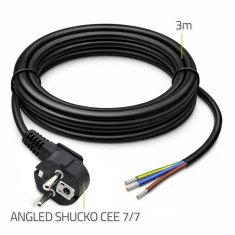Qoltec napajalni kabel | SCHUKO CEE 7/7 (E/F) kotni vtič | bakrena žica | ogoljen, spajkan | 3x0,75 mm² | 3 m