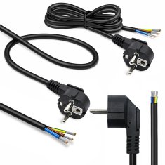 Qoltec napajalni kabel | SCHUKO CEE 7/7 (E/F) kotni vtič | bakrena žica | ogoljen, spajkan | 3x0,75 mm² | 3 m