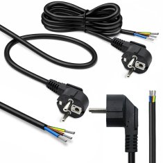 Qoltec napajalni kabel | SCHUKO CEE 7/7 (E/F) kotni vtič | bakrena žica | ogoljen, spajkan | 3x0,75 mm² | 5 m