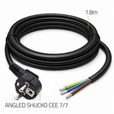 Qoltec napajalni kabel | SCHUKO CEE 7/7 (E/F) kotni vtič | bakreni baker | ogoljen, spajkano | 3x1,50 mm² | 1,8 m