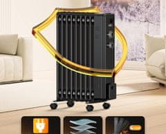 Oljni radiator 2000W električni radiator 9 reber termostat črne barve
