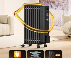 Oljni radiator 2000W električni radiator 9 reber termostat črne barve