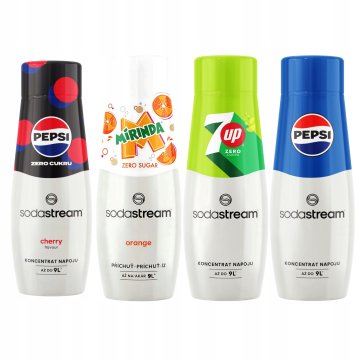 4 koncentrati Sodastream Pepsi Max Cherry + Mirinda Zero + 7UP Free + Pepsi