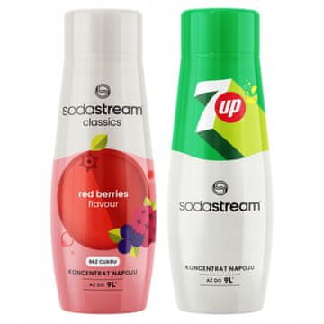 Zestaw 2 Syropów Koncentratów Sodastream Owoce Leśne + 7UP