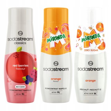 Zestaw 3 Koncentratów Sodastream Owoce Leśne + Mirinda + Mirinda Zero Cukru