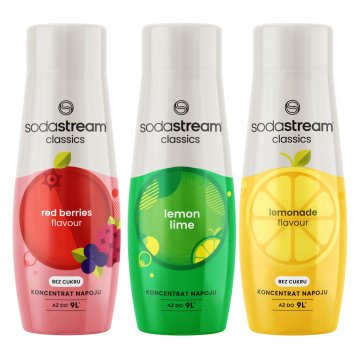 Zestaw 3 Koncentratów Sodastream Owoce Leśne + Lemon Lime + Lemoniada