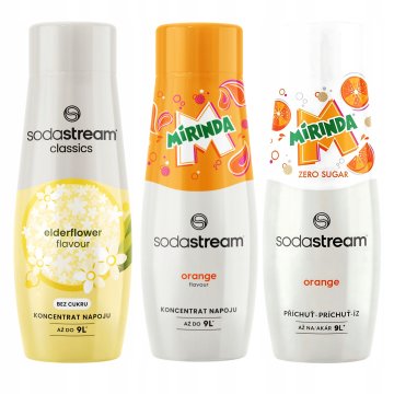 3 Syropy Koncentraty Sodastream Kwiat Bzu + Mirinda +Mirinda Zero Bez Cukru