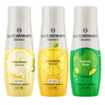 3 Syropy Koncentraty SodaStream Kwiat Bzu + Lemoniada + Lemon Lime