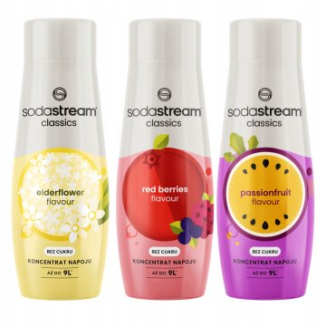 3 Syropy do Saturatora Sodastream Kwiat Bzu + Owoce Leśne + Marakuja