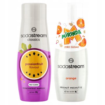 2 Syropy Koncentraty Sodastream do Saturatora Marakuja + Mirinda Zero Cukru