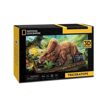 Bic Kubična zabava. 3D uganke. National Geographic. Triceratops. 44 predmetov
