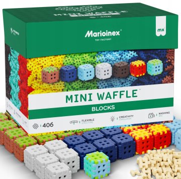 MARIOINEX Mini Waffle Blocks 406 kosov, vključno s 100 konektorji, 3+, piksel bloki