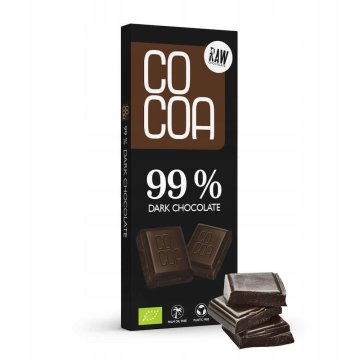 Cocoa+ Temna čokolada 99% surova brez belega sladkorja veganska SUROVA BIO KAKAV 40g