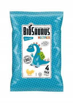 Biosaurus koruzni čips z morsko soljo 4x15g