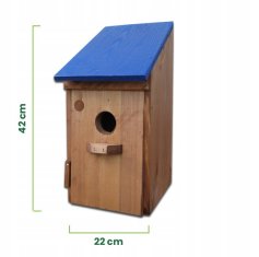 Velika lesena gnezdilnica za škorce BL12 modra 42x22x22 cm