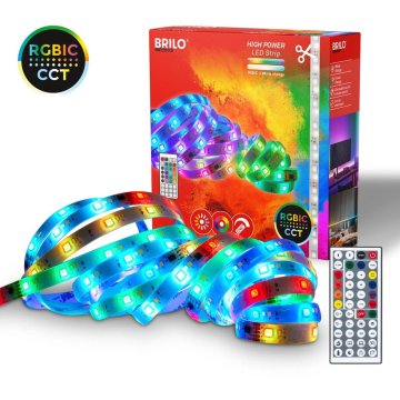 BRILONER RGBIC + CCT LED trak z daljinskim upravljalnikom 5m, spreminjanje barve, zatemnljiv 24W IP44, dnevna soba