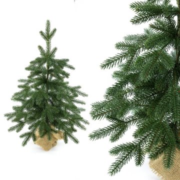 Majhna božična jelka 65 cm MINI smreka PREMIUM 3D 100% PE kot živa jutasta vreča