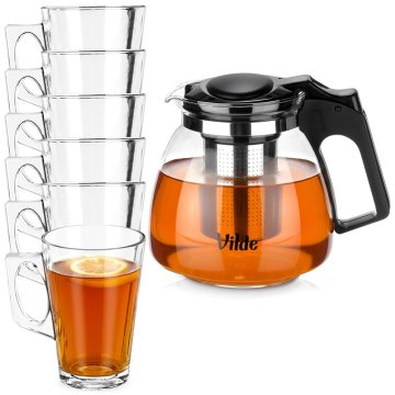 Vilde Dzbanek z zaparzaczem do herbaty szklany żaroodporny 1,15 l + szklanki 255 ml 6 szt.
