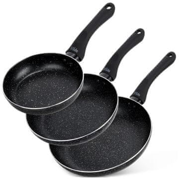 Vilde Zestaw patelni granitowych BLACK LINE 16 / 20 / 24 cm 3 szt.