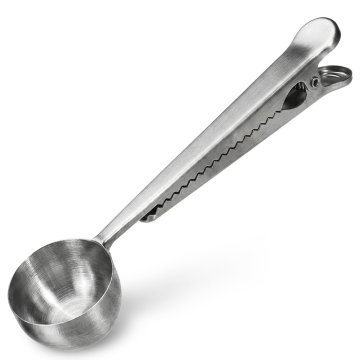 Excellent Houseware Miarka do kawy herbaty stalowa z klipsem 18 cm
