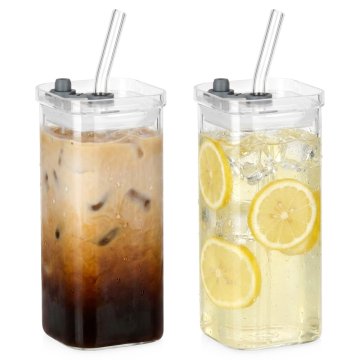 Vilde Kubki szklane z pokrywką i słomką 340 ml 2 szt.