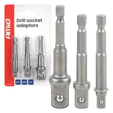 AMIO Zestaw adapterów do wkrętarki 3el. 1/4" 3/8" 1/2" -04933