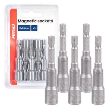 AMIO Zestaw nasadek magnetycznych 5el. 8×65mm -04938