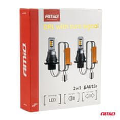 AMIO 2 v 1 LED dnevne luči + smerniki DRL CANBUS 1156 3535 12SMD 12V 24V -05005