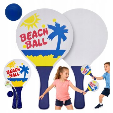 Zestaw do gry w rakietki paletki beach ball na plażę drewno