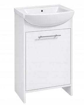 Deftrans Szafka łazienkowa stojąca z umywalką biała praktyczna 50x84cm Frigo