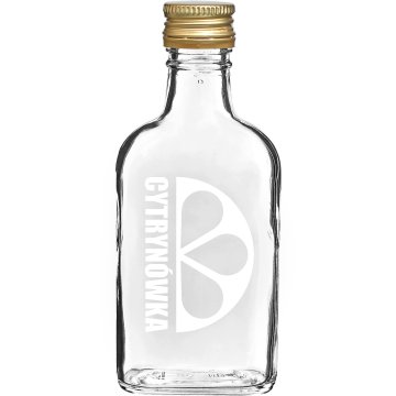Browin Butelka szklana piersiówka biały nadruk Cytrynówka z zakrętką 200 ml 1 sztuka