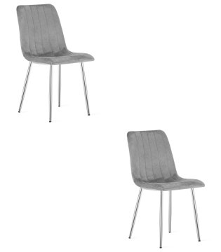 Krzesło LAVA aksamit jasnoszary / nogi chrom 2 sztuki