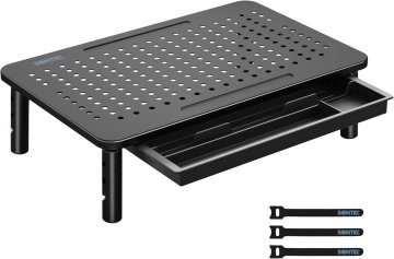 Stojalo za monitor s predalom, 3-stopenjska nastavitev, črno, maks. 20 kg