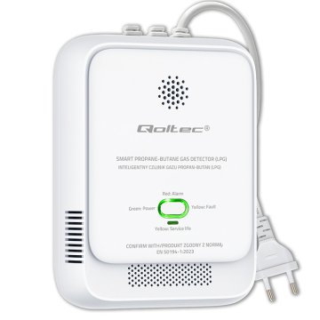Senzor puščanja propana-butana s certifikatom Qoltec | Detektor utekočinjenega naftnega plina | Alarm 85 dB | LED