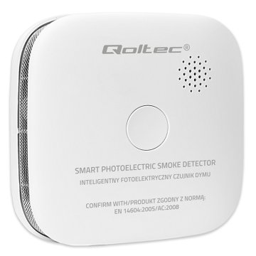 Brezžični detektor dima s certifikatom Qoltec z baterijo | 10-letna življenjska doba senzorja | 10-letna življenjska doba baterije | Alarm 85 dB | LED
