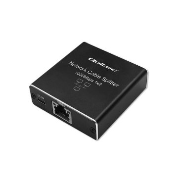 Qoltec Switch niezarządzalny mini rozdzielacz splitter 1x2 port RJ45 | 1000Mbps | USB-C | Aluminium