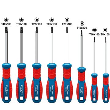 KJB Magnetni izvijači Torx CR-V z ročaji TPR, komplet 8 kosov T8–T40